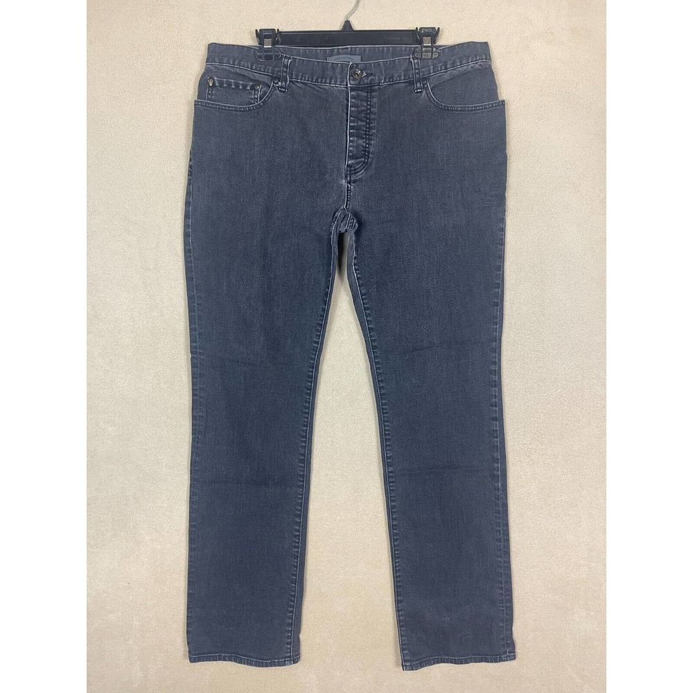 John Varvatos Mens 38 Jeans Straight Leg Regular Fit Mid Rise Button Fly Black